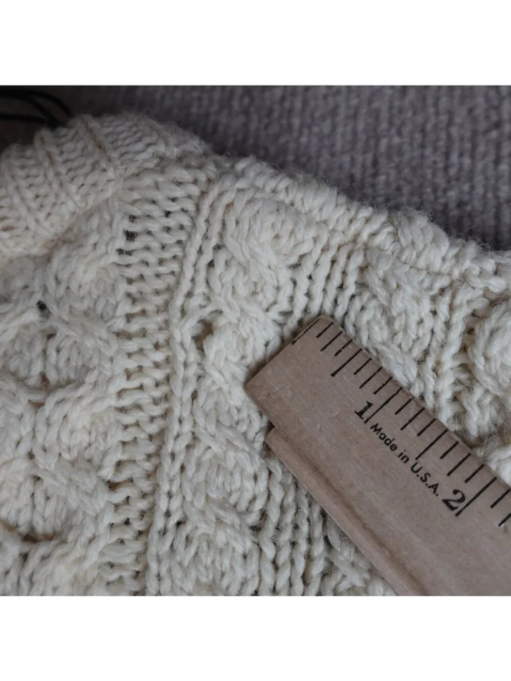 Irish Homecraft Mens Sweater Large Beige 100% Oiled Wool Made in Ireland